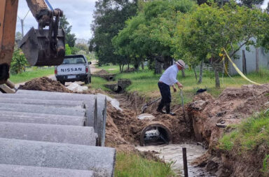 Foto: entre 250 y 265 caños de un metro de diámetro serán empleados en trabajos de pluviales proyectados en calle 3 del balneario Lago Merín.