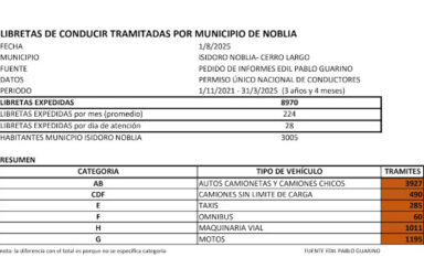 libretas de conducir noblía. Fuente edil Pablo Guarino