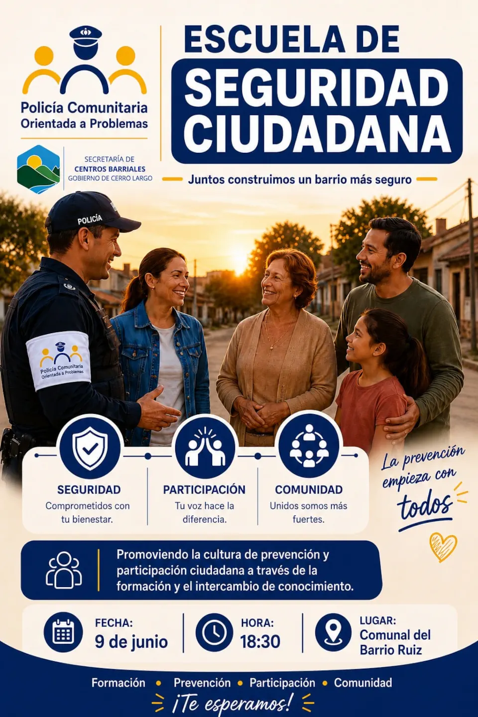 Policía Comunitaria impulsa Escuelas de Seguridad Ciudadana en Cerro Largo