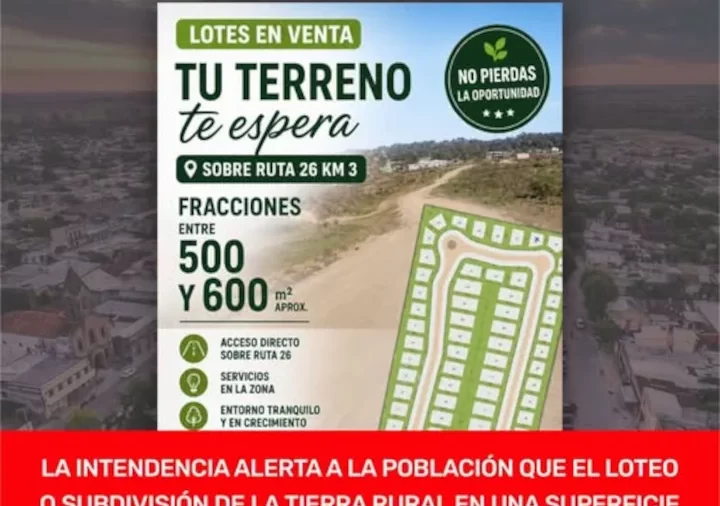 Intendencia advierte loteos rurales irregulares