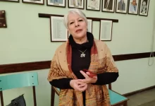 Estela Ovelar, presidenta de ONAJPU, durante la instancia informativa desarrollada en la Asociación de Jubilados de Cerro Largo.