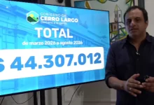 Christian Morel durante la reunión mantenida con representantes de ADEOM, donde presentó las cifras de pagos realizados a funcionarios municipales (Foto Gobierno de Cerro Largo)