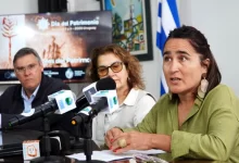 Néstor Araujo, Lucy Larrosa e Isabel Abelar presentaron la programación del Mes del Patrimonio en Melo (Foto: Gobierno de Cerro Largo)