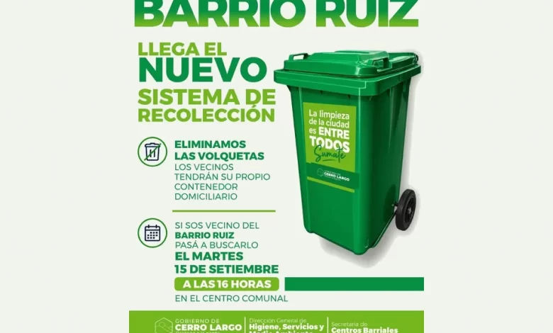 Barrio Ruiz se suma al sistema de recolección con contenedores domiciliarios.