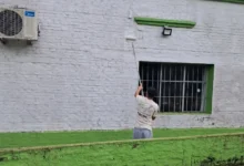 El Programa Accesos realiza tareas de apoyo y mejoras en instituciones educativas y de salud de Cerro Largo. (Foto: intervención en escuela de Tres Boliches).