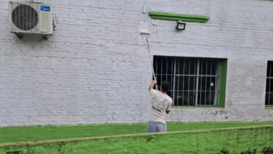 El Programa Accesos realiza tareas de apoyo y mejoras en instituciones educativas y de salud de Cerro Largo. (Foto: intervención en escuela de Tres Boliches).