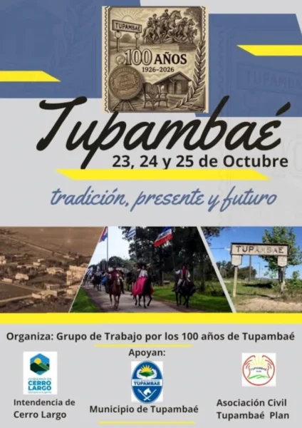 Tupambaé celebra su centenario con una programación que reúne historia, cultura, deporte y música durante todo el fin de semana.