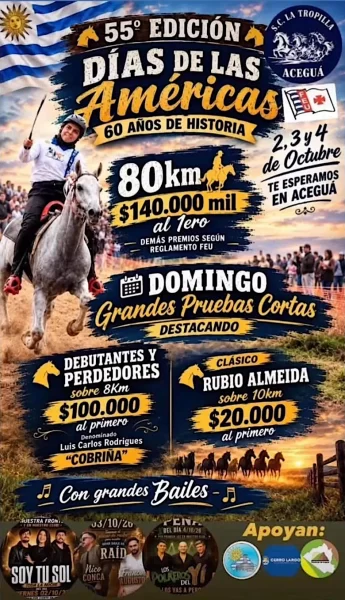Días de las Américas. La celebración será del 2 al 4 de octubre con raid, pruebas ecuestres, espectáculos y bailes